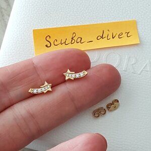 NEW Pandora 14K Gold Plated Shooting Star Pavé Stud Earrings